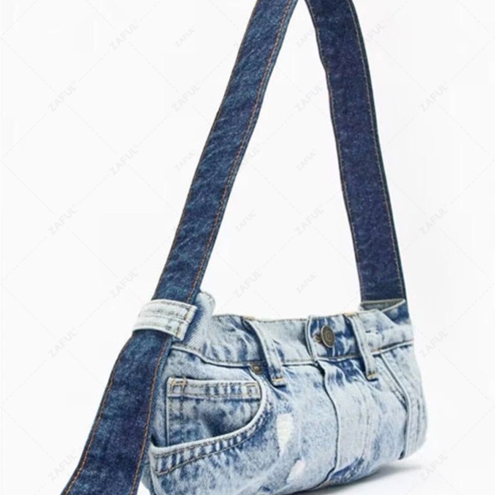 Denim Shoulder Bag - Picture 3 of 9